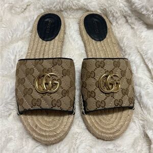 Gucci Brown and Gold Women's Slides